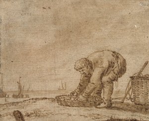 Rybář na mořském pobřeží, 1623 (pero a inkoust na papíře)